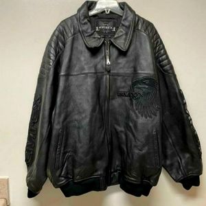 VERY RARE Avirex Black Leather Jacket EAGLE USA 1990s Bomber Jacket VTG …